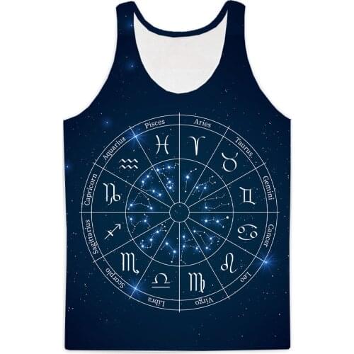 REAL American SIZE Astrology Horoscope Zodiac Wheel Sublimation Print Tank Top