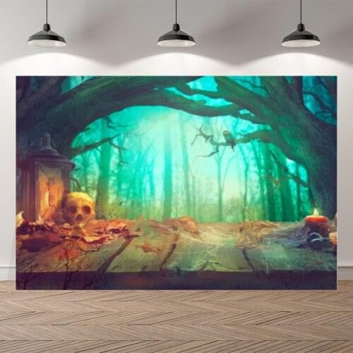 Seekpro Halloween Party Wood Skeleton Forest Night Photography Baby Background Photographic Backdrop For Photo Studio Shoot
