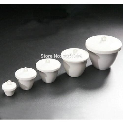 All size available 5ml to 300ml Porcelain crucible lab 1/2/5/10pcs ceramic crucible with lid for school labratory experiment