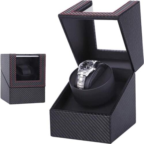 Carbon Leather Motor Shaker Watch Winder Box Holder Display Automatic Mechanical Watch Winding Box Jewelry Automatic Watch