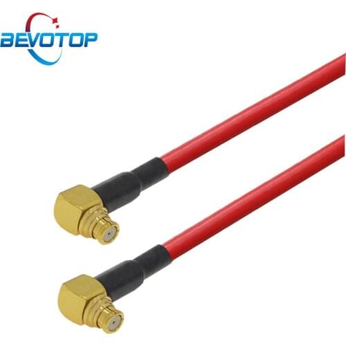 SMP Female Right Angle to SMP Female 90 Degree Plug Semi-flexible RG405 Pigtail Jumper 50 Ohm RF Coaxia Cable Red FEP Jacket