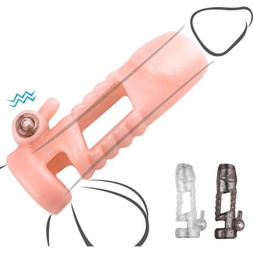 Dick Vibrating Penis Ring Sleeve For Male Penis Enlargement Extender Reusable Cock Ring Cover Sex Toys Adult Sex Toys For Men