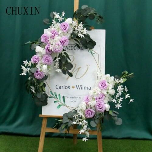 Artificial Silk Rose Wreath Wedding Arch Welcome Card Arranment Flower Row Living Room Pendant Wall Door Lintel Decoration