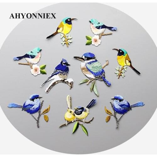 AHYONNIEX High Quality Bird Patch Embroidery Sticker Iron on Patches for clothing applique embroidery DIY Clothing Accessories