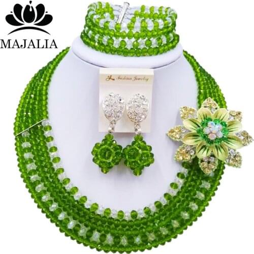 Majalia Fashion Classic Nigeria Wedding African Beads Jewelry Set Green Crystal necklace Bridal Jewelry Sets 5ST0050