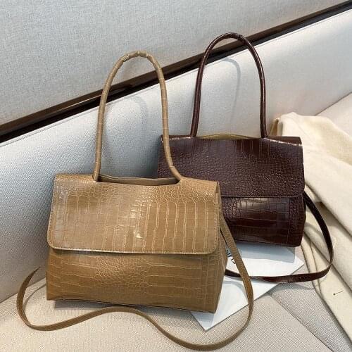 Women Leather Solid Alligator Top-handle Bag Portable Shoulder Messenger Satchel Fashion Exquisite Shopping Bag