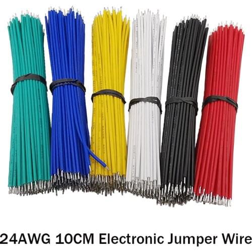100Pcs White Black Green Red Blue Yellow Tin-Plated Breadboard Jumper Wires PCB Solder Cable 24AWG 10CM Electronic Jumper Wire