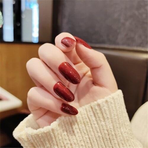 24pcs stiletto nail tips Red Wear Long Paragraph Fashion Manicure Patch False Nails Save Time Wearable Nail Patch TN