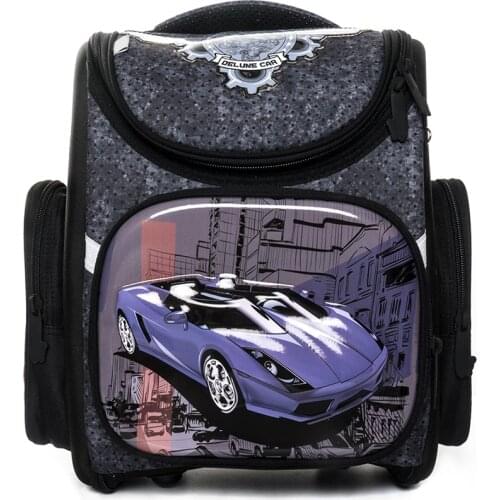 3-163 Cartoon Children Backpack Car Pattern Backpacks Orthopedic School Bags Student Fold Satchel Mochila Infantil