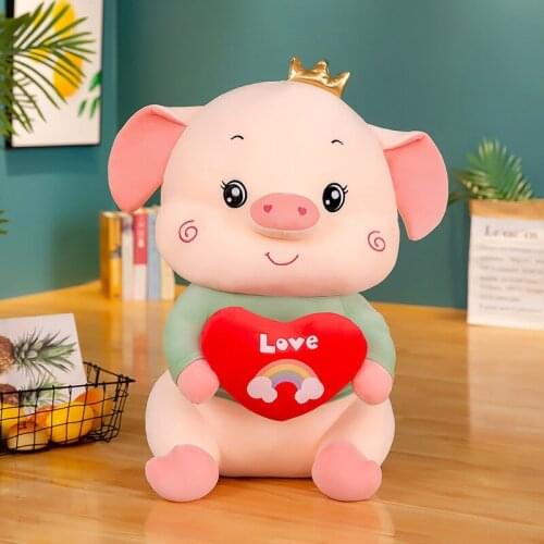 40/50cm Kawaii Love Heart Pig Plush Toys Stuffed Soft Animal Sleeping Pillow Cushion for Girl Friend Birthday Valentines Gift