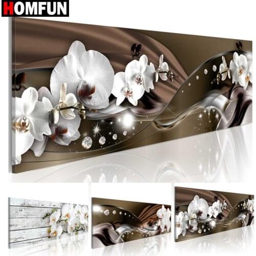 HOMFUN Full Drill Diamond Painting "Orchid flower" DIY Picture Of Rhinestone 5D Diamond Embroidery Cross Stitch Decor