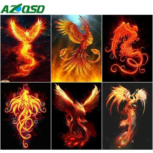 AZQSD Diamond Painting Phoenix Mosaic Full Square Drill Needlework Diamond Embroidery Animal Picture Of Rhinestones Home Decor