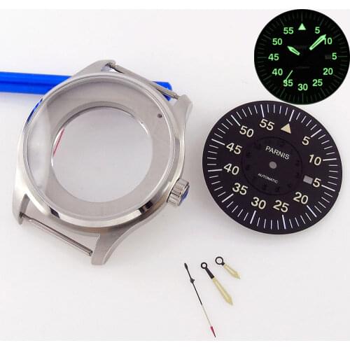 42mm Sapphire Watch Case+Dial+Hands Parnis Brand Date Window For Miyota 8215 821A 8205 Mingzhu/DG 2813 Movement