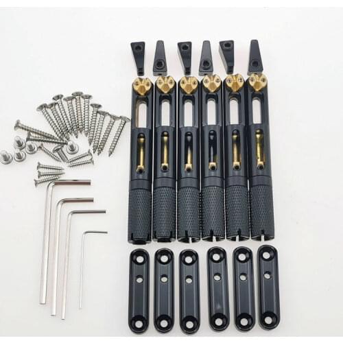 Black Single Headless Guitar Bridge Headless Fanned Fret -Single Fixed Brass Fan Bridges for 6 String Electric Guitar