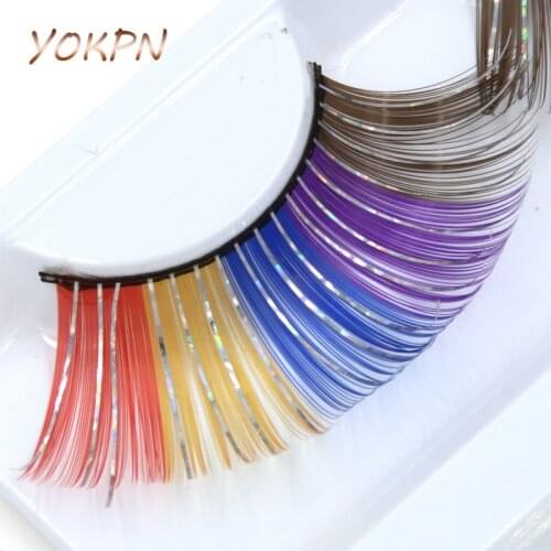 YOKPN Color Cross Exaggerated False Eyelashes Long Section Film With Thick Fake Eyelashes Studio Art Makeup Eye Lashes
