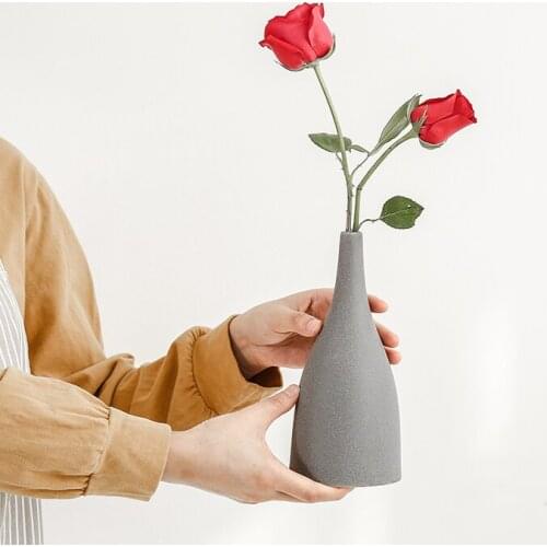 Mini Decorative Ceramic Vases Gray Minimalist High Quality Vase Table Art Living Room Decoracao Para Casa Desk Decoration EB5HP