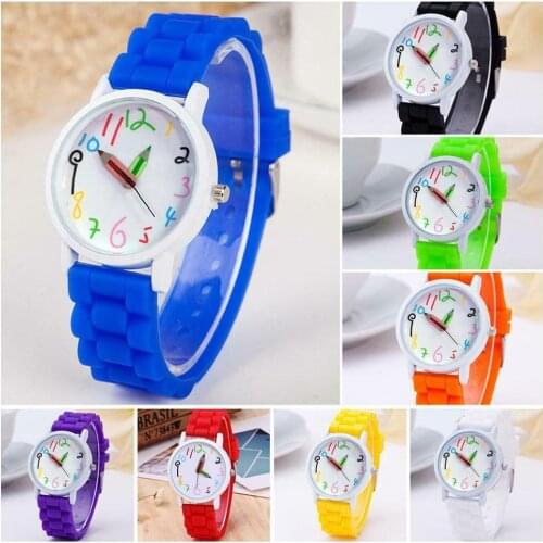 Cartoon Children Watch Round Dial Silicone Strap Analog Cute Painted Pattern Quartz Kids Wrist Watches Gift zegarek damski