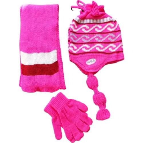 Edwol Female Child 3 pcs Scarf Beanie Glove Set