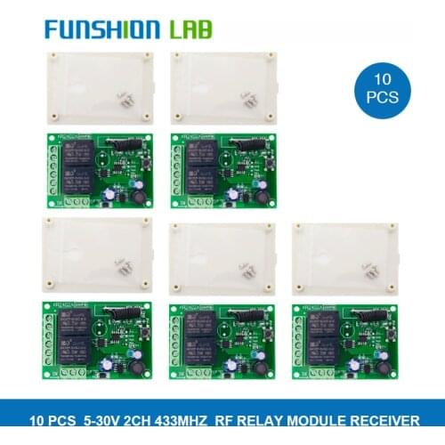 FUNSHION 433Mhz DC 6V 12V 24V Universal Wireless Remote Control Switch 2 CH RF Relay Receiver Module DC5-30V For Smart Home