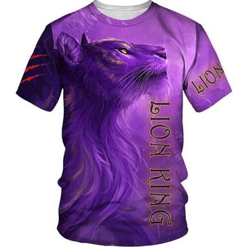 Animal 3D Lion Printing Graphic t shirts 2021 Summer Men T-shirt Breathable sport Tops Purple short sleeve hip hop Streetwear