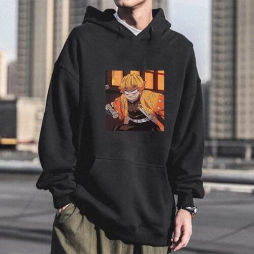 Demon Slayer Agatsuma Zenitsu Japan Anime Hoodies Funny Cartoon Kimetsu No Yaiba Kawaii Printed Fashion Casual Women Sweatshirt