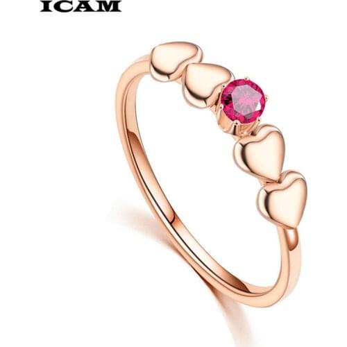 ICAM Fashion Crystal Heart Shaped Wedding Rings Womens Zircon Engagement Rings Glamour Jewelry