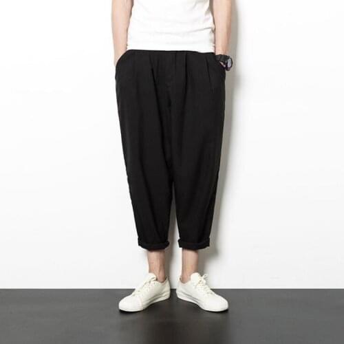 Quality 2020 Summer new Retro cotton and linen Ninth pants trousers male plus size casual pants Men loose trendy harem pants