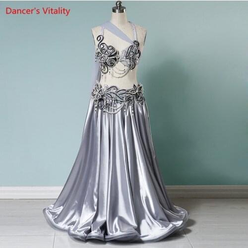 Belly Dance Suit Diamond-Studded Bra Sexy Big Swing Skirt Performance Set High-End Custom Adult Child Competition Clothing