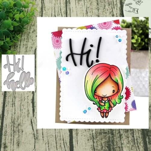 New 2019 Hi and hello letter Metal Cutting Dies Scrapbooking background craft Card Making Rectangular Pattern