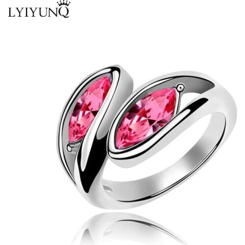 Fashion Brand Silver Plated Fine Jewelry Trendy Moon And Star Girls Austria Crystal Wedding Rings For Women