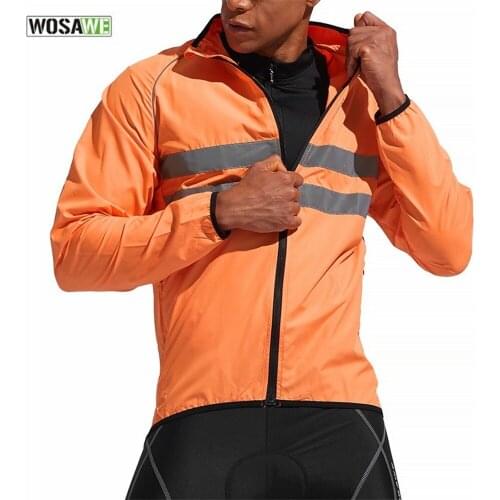 WOSAWE Men Cycling Windbreaker Light Reflective Windproof Jacket Motorcycle Running Hiking Fishing Climbing Breathable Clothing