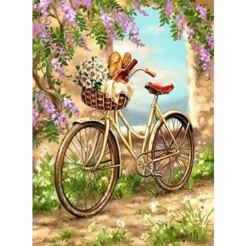 Scenery bicycle Paint By Numbers Set Oil Painting For Adults DIY Kits Canvas Frame Picture Drawing Coloring By Numbers Decor Art