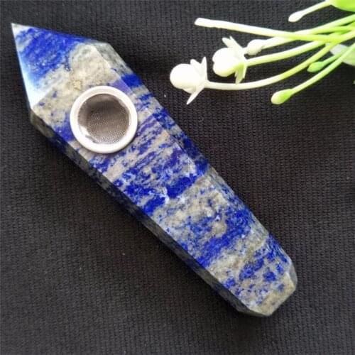 Natural Crystal Lapis Lazuli Stone Pipe Smoking Wand Healing