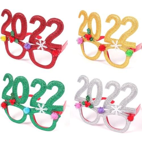 New Year 2022 Glasses Frame Photobooth Props Merry Christmas Ornaments Xmas Navidad Gifts New Year Eve Party Favors Decorations