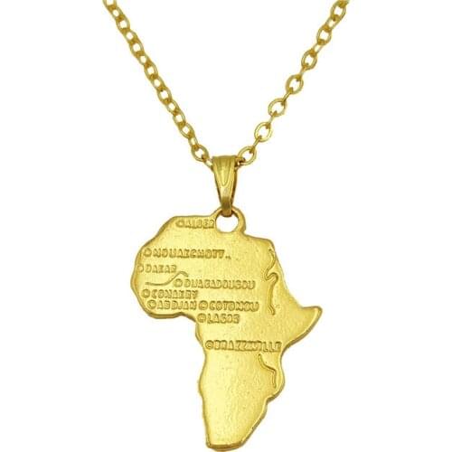 Drop Ship Africa Necklace Wanderlust Stocking Stuffer Elder Missionary Map Pendants Choker Necklace Gift Gold Color