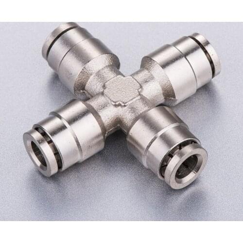 Tube size 16mm thread Brass pneumatic connector 4 way air hose quick fitting