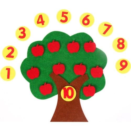 Felt Cloth DIY Children Educational Toy Durable Digital Cognitive Child Montessori Education Supplies Apple Tree Toys Kids Gifts