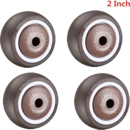 4 Pcs/Lot 2 Inch Brown Single Caster TPE Rubber Wheel Wear-Resistant Silent Universal Accessories Pulley