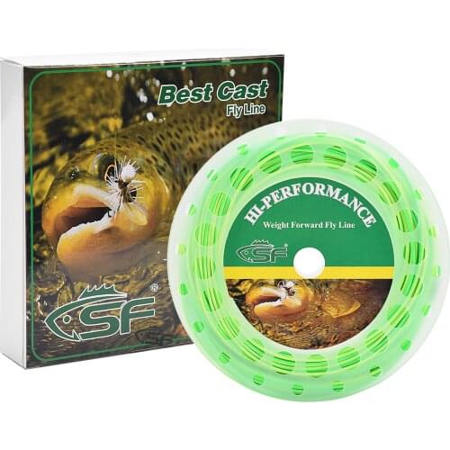 SF Fly Line All-Viz Bi-Colour Weight Forward Floating Fly Fishing LineFluro Yellow /Lake Blue 100FT WF 4 6 7 8 9 F