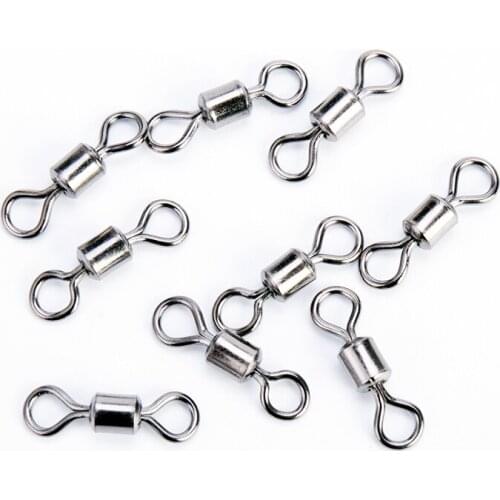 High quality fishing 50pcs fishing Rolling Swivel with safety snap Connector Fishing Swivel Terminal fishing tackle