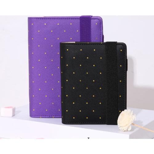 Yiwi Travel Journal A5 A6 A7 Polka Dot Black PU Leather Spiral Loose Leaf planner Agenda Notepad Bandage With doki Divider