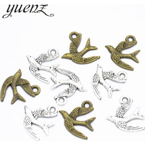 YuenZ 50pcs Small Swallow Charms metal Pendants Fit necklace Jewelry Making 16*15mm D544