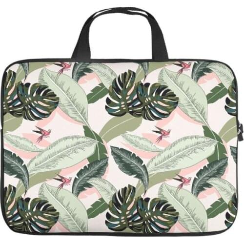 Green Tropical Plant Leaf Bird Laptop Sleeve Cool Graphic Tablet Storage Bag Portable Polyester Tablet Carrying Case for white