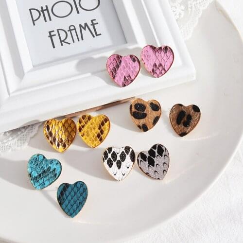 Heart Leopard Print Abalone Shell Earrings Straw Weave Stud Earrings Gold Brincos Pendientes Jewelry Women