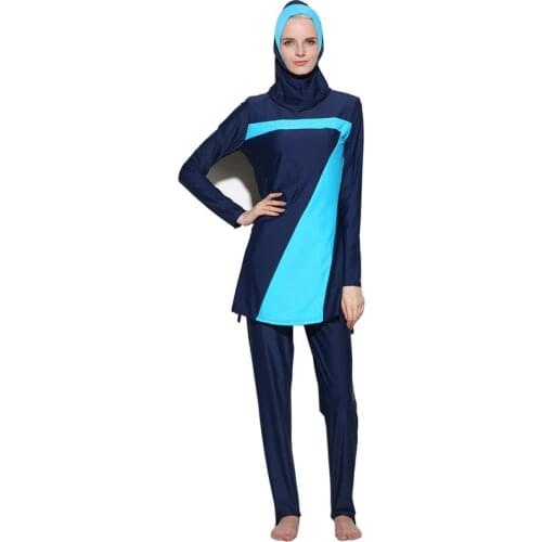 Women Modest Burkinis Islamic Swimsuit 3 Pieces Plus Size Sport Clothing Muslim Swimwear Full Cover Long-sleeved Hijab