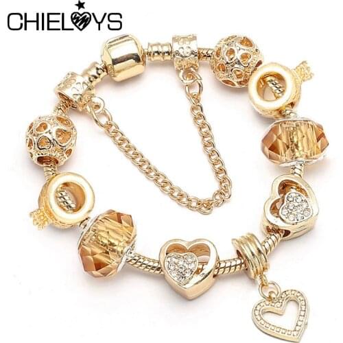 BAOPON Famous Brand Jewelry Charm Bracelet For Women With Love Heart Fine Bracelet Gold Bracelets Pulseras Mujer Dropshipping