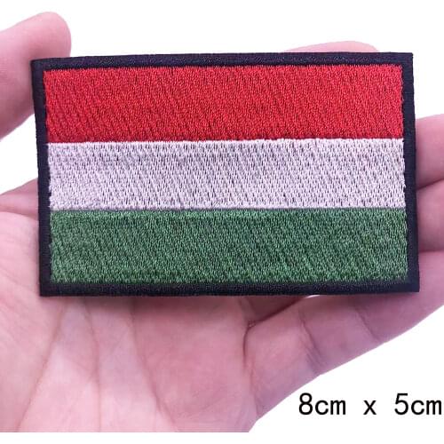 1PC Hungarian flag Hungary Armband Embroidered Patch Hook & Loop or iron on Embroidery Velcro Badge Cloth Military Moral Stripe