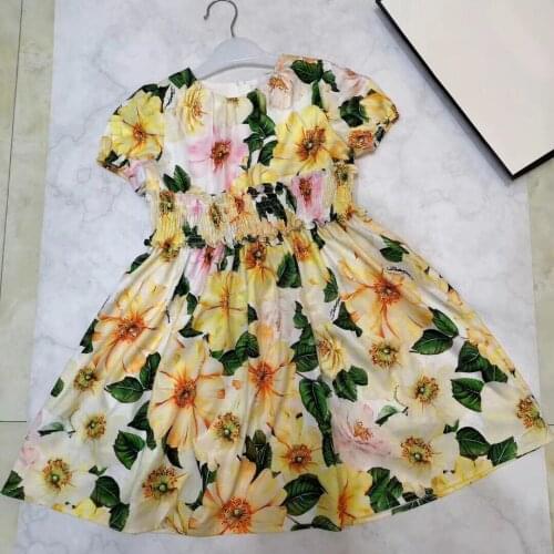 2021 children clothing flower dress kids girls waist dresses European and American style girl dress