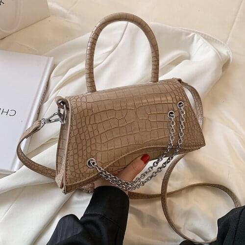 2021 Summer Alligator Pattern Saddle Flap Lady Handbag Fashion Chains Women Totes Hand Bag for Women New Popular Shoulder Bag