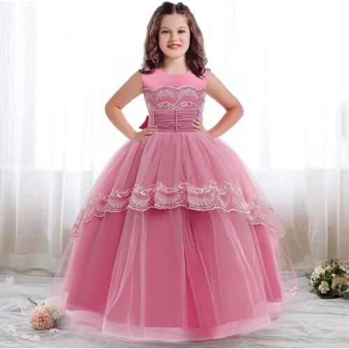 2021 Layered Long Evening Dress Girl Gown Kids Dresses For Girls Children Princess Party And Wedding Dress Elegant 10 12 Years